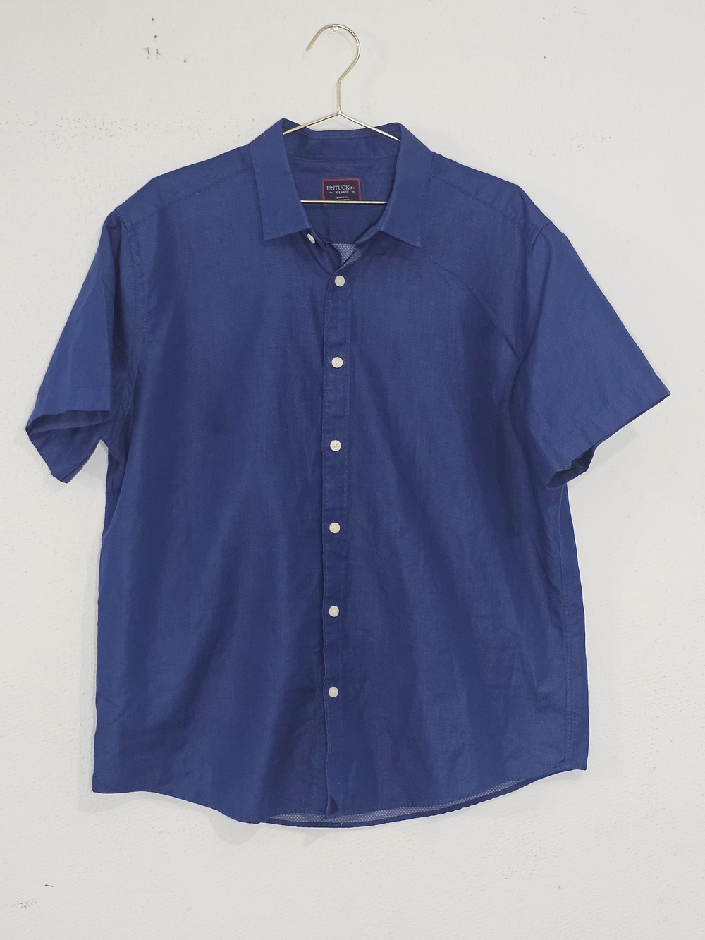 UNTUCKit Altavins Shirt Mens XL Blue Short Sleeve Button Down Regular Fit Cotton
